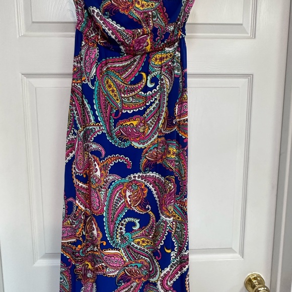 Banana Republic Strapless Ladies Modest Paisley Maxi Dress Size 4 EUC - Picture 12 of 14